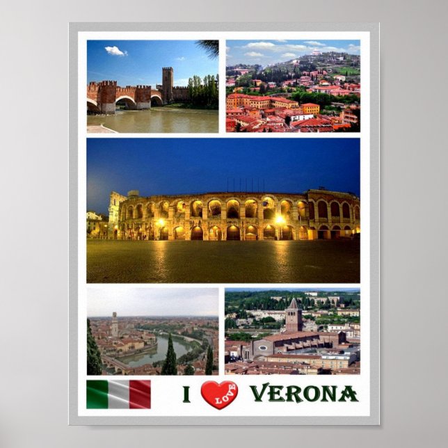 Poster Itália - Veneto - Verona - I Love - (Frente)