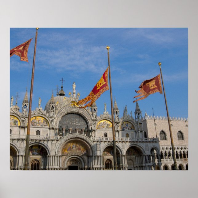 Póster Itália, Veneza, Rua, Basílica de Mark na Rua. (Frente)