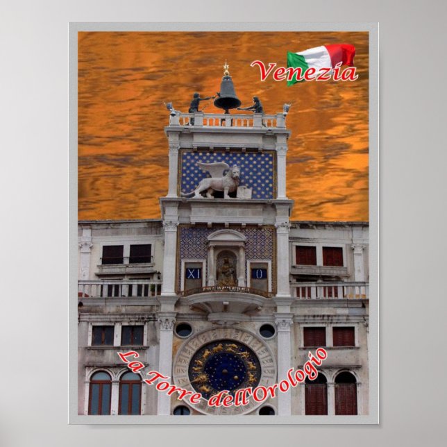Poster Itália - Veneza - Torre Relógio - (Frente)