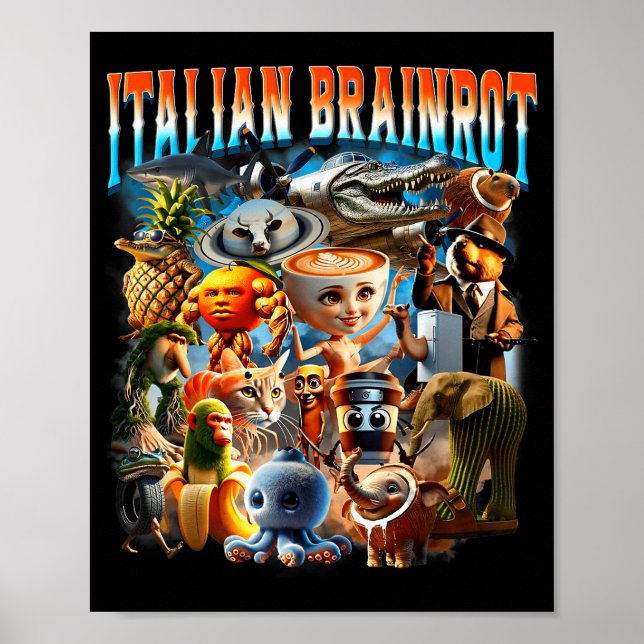 Poster Italian Brainrot Characters Funny Meme Pular Trend (Frente)