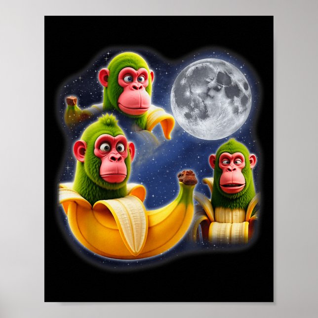 Poster Italian Brainrot Chimpanzini Bananini 3 Moon Weird (Frente)