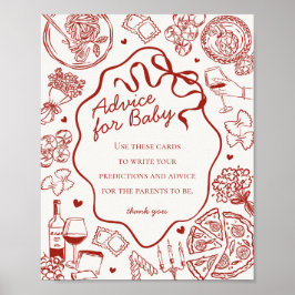 Poster Italian Pasta Baby Shower Advice for Baby