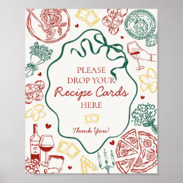 Poster Italian Pasta Bridal Shower Share A Recipe Sign