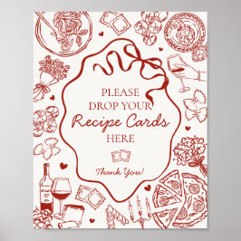 Poster Italian Pasta Bridal Shower Share A Recipe Sign