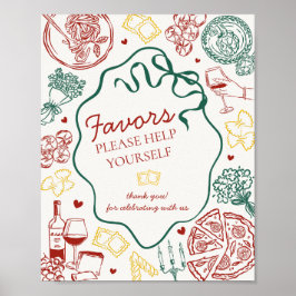 Poster Italian Pasta Dinner Party Favors Sign