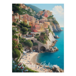 Póster Italian Riviera Travel Poster