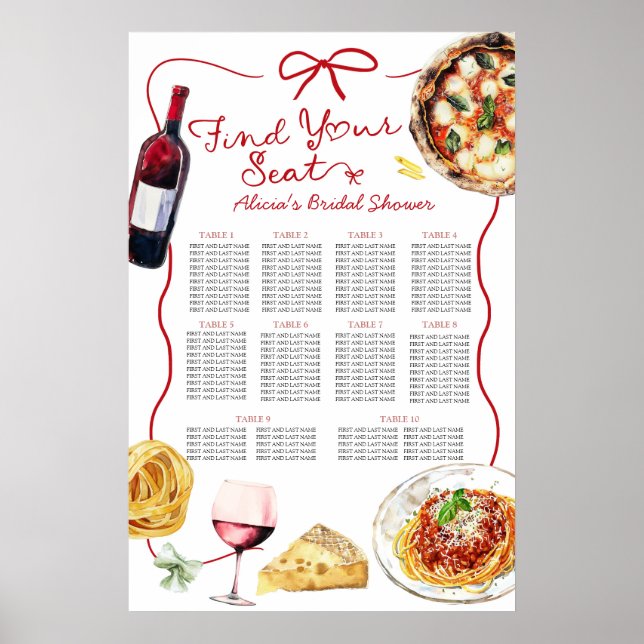 Poster Italian That's Amore Bridal Shower Seating Chart (Frente)
