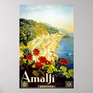 Poster italiano das viagens vintage da costa de