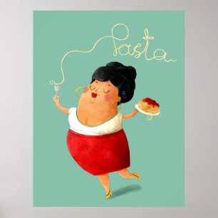 Póster italiano Spaghetti Donna