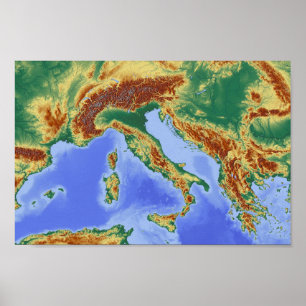 Poster  Italy Alpine Region Map