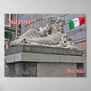 Poster Italy - Campania - Naples - Nile God Statue -