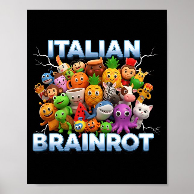 Poster Italy Italian Brainrot Funny Meme Characters Trend (Frente)