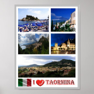 Poster Italy - Sicily - Taormina - I Love -