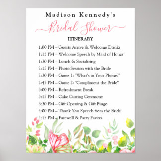 Poster Itinerário da Festa de Noivado 🎀 Plano Floral Aqu