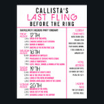 Poster Itinerário da Festa de solteira Preta Rosa Moderna<br><div class="desc">Esta poster Itinerária moderna e de Festa de solteira feminina é perfeita para manter o seu evento organizado e manter os seus convidados informados. Ele apresenta um néon rosa e uma cinza escura e cinza-escura e uma tipografia de fontes contemporânea sobre um simples fundo branco. É uma ideia única, legal...</div>