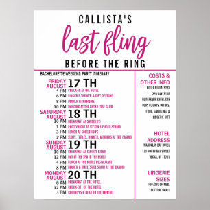 Poster Itinerário de Festa de Despedida de Solteira Rosa 