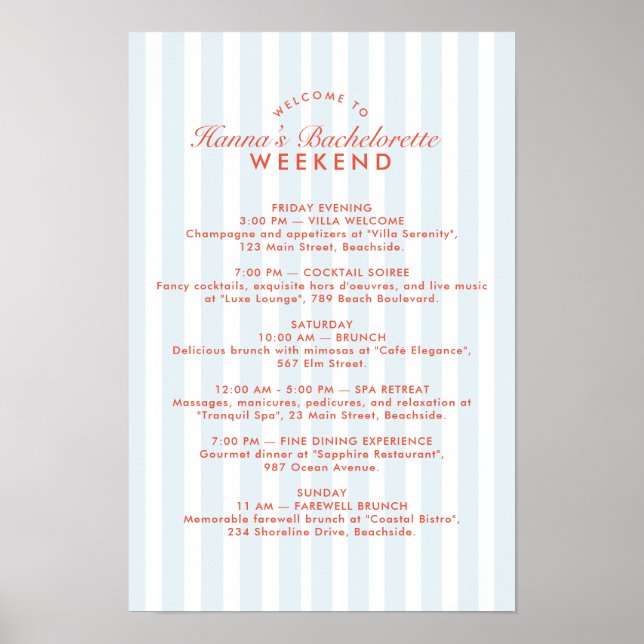 Poster Itinerário de Fim de Semana de Despedida de Soltei (Frente)