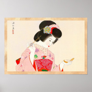 Póster Ito Shinsui compo a senhora japonesa da gueixa do