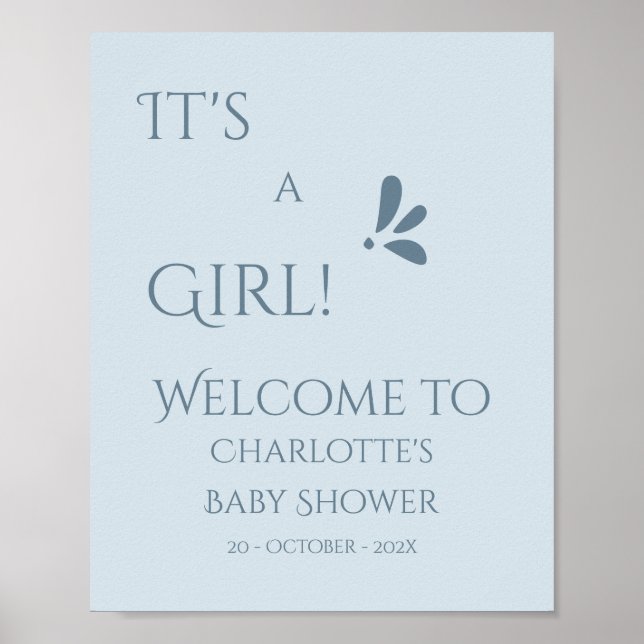 Poster It's A Boy! Minimalism Pastel Blue Baby Shower (Frente)