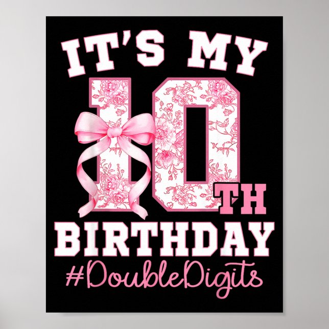 Poster Its My 10th Birthday Girl Double Digits Coquette B (Frente)