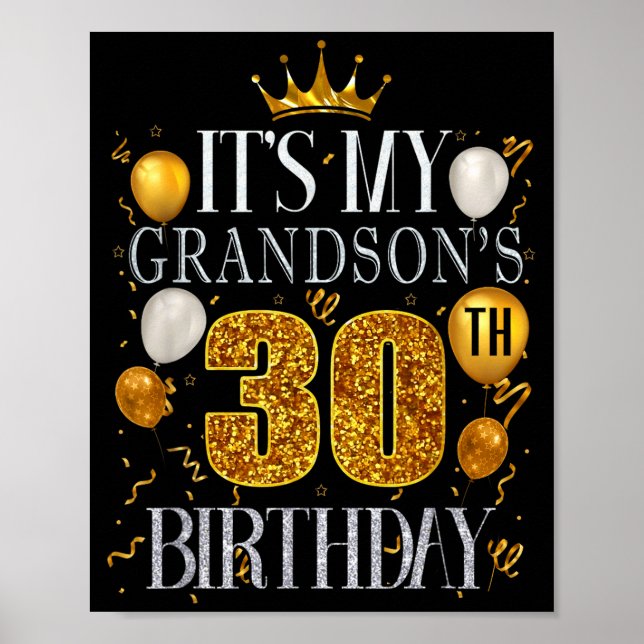 Poster Its My Grandsons 30th Birthday Happy Birthday 30 Y (Frente)