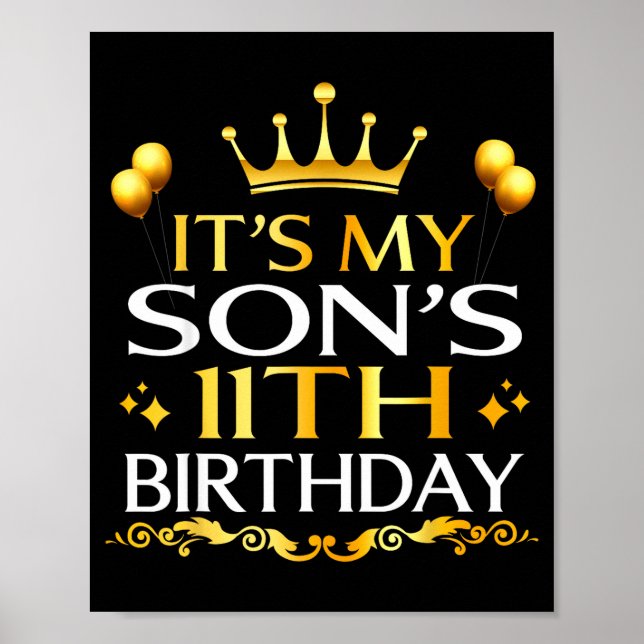 Poster Its My Sons 11th Birthday Happy Birthday 11 Years  (Frente)