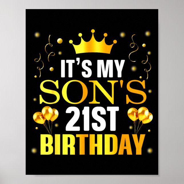 Poster It's My Son's 21st Birthday Happy Birthday 21 Year (Frente)
