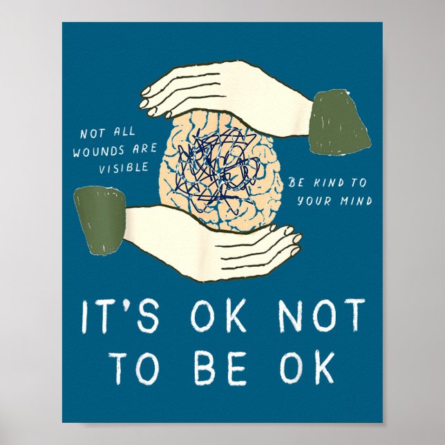Poster Its Ok To Not Be Ok Suicide Prevention Awareness B (Frente)