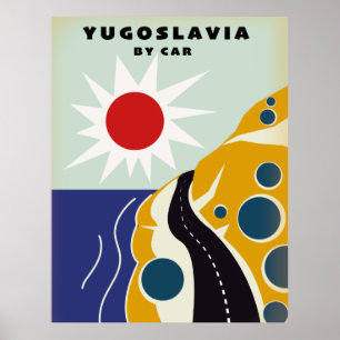 Poster Iugoslávia Por Carro viagens vintage