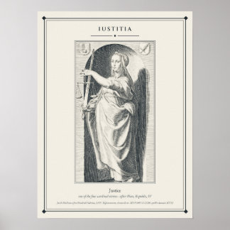 Poster Iustitia Justiça Virtude Cardinal Gravura
