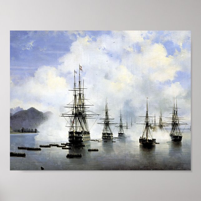 Póster Ivan Aivazovsky - O Desembarque em Subashi (Frente)