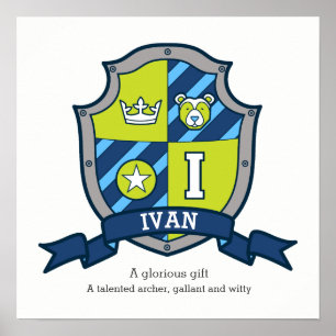 Poster Ivan é um nome de menino que significa urso, letra