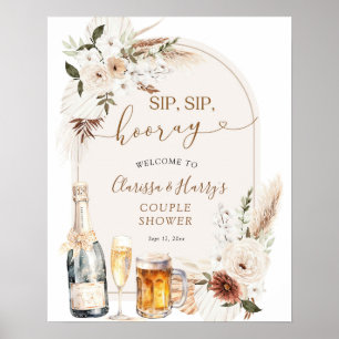 Poster Ivory Beige Boho Sip Hooray Sinal de boas-vindas