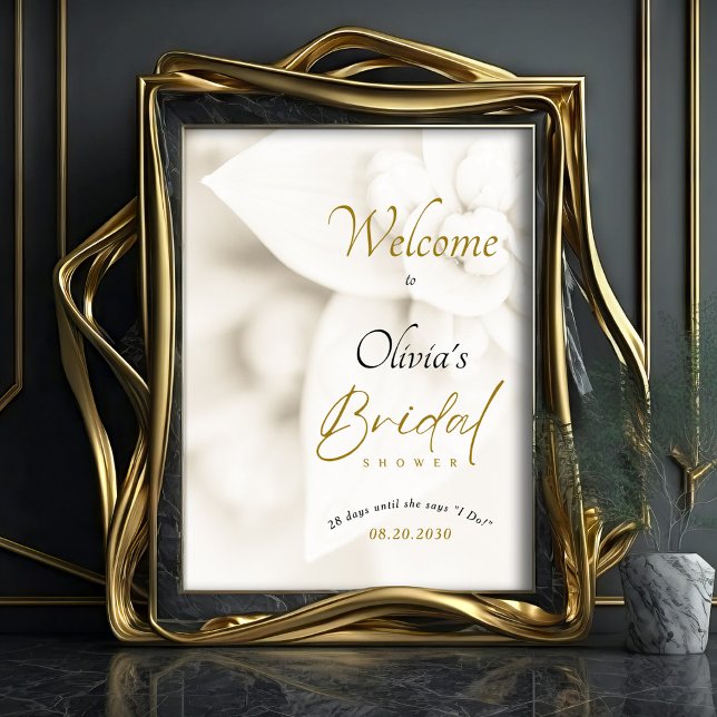 Poster Ivory Bloom e Dourado Chá de panela de Script Bem- (Criador carregado)