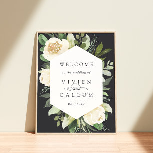 Poster Ivory Bloom Watercolor Floral Wedding Bem-vindo