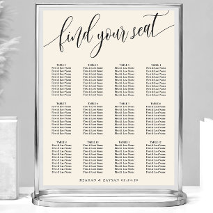 Poster Ivory Cream Simple Weding Seating Chart