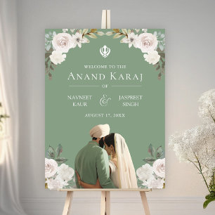 Poster Ivory Floral Anand Karaj Sikh Sinal de Boas-vindas