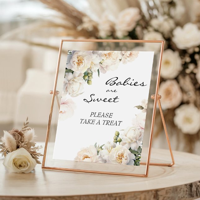 Poster Ivory Peony Neutral Babies Are Sweet Sign (Criador carregado)