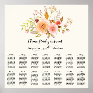 Poster Ivory Watercolor Floral com Rosas