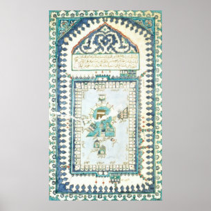Poster Iznik azulejo com representação de Meca