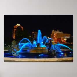 Póster J. C. Nichols Fountain em Azul, Kansas City
