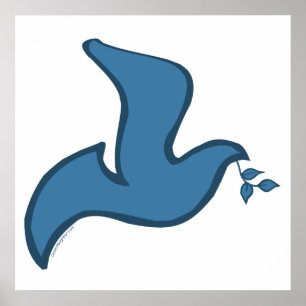 Póster J - Pomba Azul da Silhueta da Paz