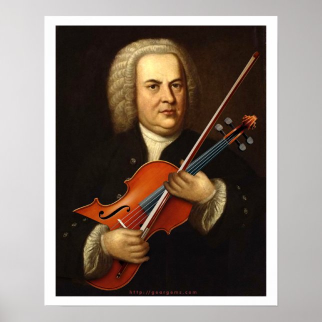 Poster J.S. Bach com uma Viola (Frente)