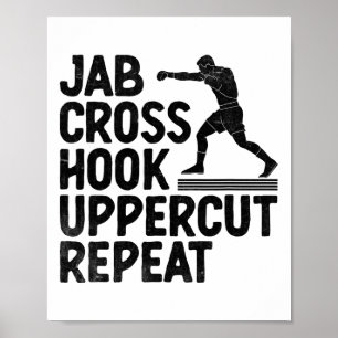 Poster Jab Cross Hook Uppercut Repetir Boxer Sports Athle