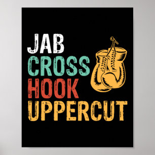 Poster Jab Cross Hook Uppercut Treino de Boxeador Homens
