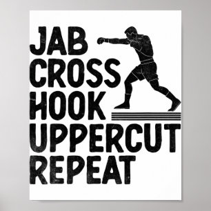 Poster Jab Cruz Gancho Uppercut Repetir Boxeador Esportes