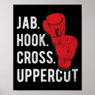 Poster Jab, Gancho, Cruzado, Gancho Ascendente - Kickboxi