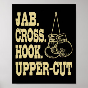 Poster Jabs. Cruz. Gancho. Treinador em Boxing de recorte