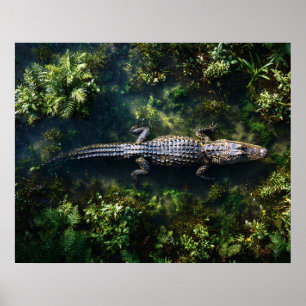 Poster Jacaré em Água Rasa de Pântano