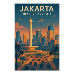 Póster JACARTA – Coração da Indonésia'.